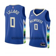 Canotte Bambino Milwaukee Bucks Damian Lillard NO 0 Citta 2022-23 Blu