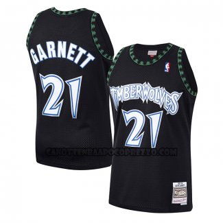 Canotte Bambino Minnesota Timberwolves Kevin Garnett NO 21 Hardwood Classics Throwback 1997-98 Nero