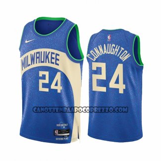 Canotte Milwaukee Bucks Pat Connaughton NO 24 Citta 2023-24 Blu