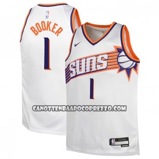 Canotte Bambino Phoenix Suns Devin Booker NO 1 Association 2023-24 Bianco