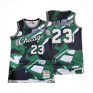 Canotte Chicago Bulls Michael Jordan NO 23 Mitchell & Ness Verde