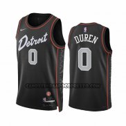 Canotte Detroit Pistons Jalen Duren NO 0 Citta 2023-24 Nero