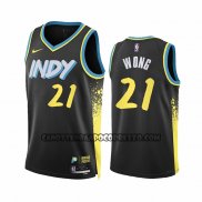 Canotte Indiana Pacers Isaiah Wong NO 21 Citta 2023-24 Nero