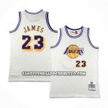 Canotte Los Angeles Lakers LeBron James NO 23 Mitchell & Ness Chainstitch Crema
