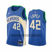 Canotte Milwaukee Bucks Robin Lopez NO 42 Citta 2023-24 Blu