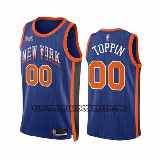 Canotte New York Knicks Jacob Toppin NO 00 Citta 2023-24 Blu