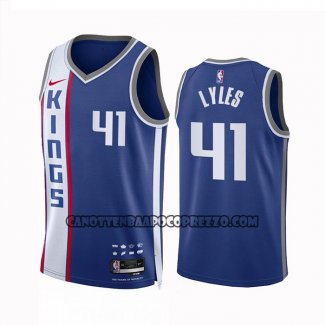 Canotte Sacramento Kings Trey Lyles NO 41 Citta 2023-24 Blu