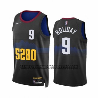 Canotte Denver Nuggets Justin Holiday NO 9 Citta 2023-24 Nero