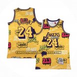 Canotte Los Angeles Lakers Kobe Bryant Slap Sticker Mitchell & Ness 1996-97 Giallo