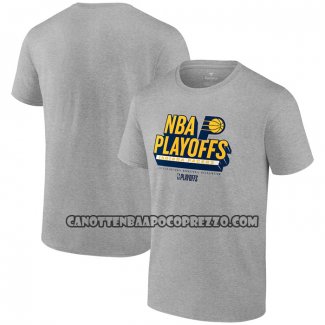 Canotte Manica Corta Indiana Pacers 2024 NBA Playoffs Grigio