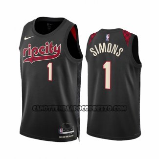 Canotte Portland Trail Blazers Anfernee Simons NO 1 Citta 2023-24 Nero