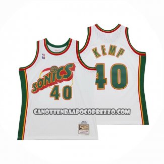 Canotte Bambino Seattle Supersonics Shawn Kemp NO 40 Historic Throwback Bianco