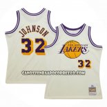 Canotte Los Angeles Lakers Magic Johnson NO 32 Mitchell & Ness Chainstitch Crema