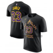 Canotte Manica Corta Los Angeles Lakers LeBron James Citta 2023-24 Nero