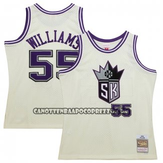 Canotte Sacramento Kings Jason Williams NO 55 Mitchell & Ness Chainstitch Crema