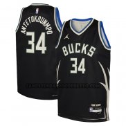 Canotte Bambino Milwaukee Bucks Giannis Antetokounmpo NO 34 Statement 2022-23 Nero