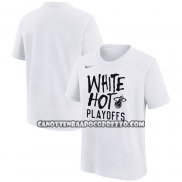 Canotte Manica Corta Miami Heat 2024 NBA Playoffs Mantra Bianco