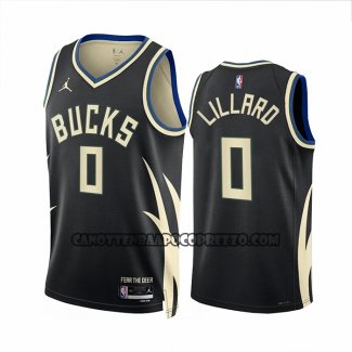 Canotte Milwaukee Bucks Damian Lillard NO 0 Statement 2022-23 Nero