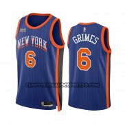 Canotte New York Knicks Quentin Grimes NO 6 Citta 2023-24 Blu