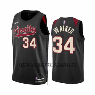 Canotte Portland Trail Blazers Jabari Walker NO 34 Citta 2023-24 Nero