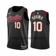 Canotte Portland Trail Blazers Moses Brown NO 10 Citta 2023-24 Nero