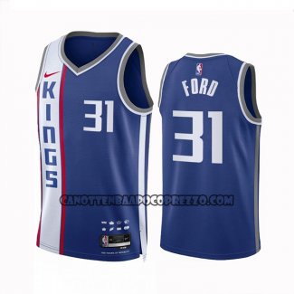 Canotte Sacramento Kings Jordan Ford NO 31 Citta 2023-24 Blu