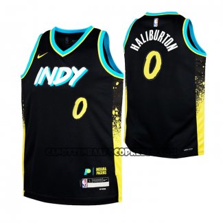 Canotte Bambino Indiana Pacers Tyrese Haliburton NO 0 2023-24 Citta Nero