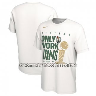 Canotte Manica Corta Boston Celtics 2024 NBA Finals Champions Celebration Parade Bianco