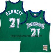 Canotte Minnesota Timberwolves Kevin Garnett NO 21 Hardwood Classics Throwback 1997-98 Verde