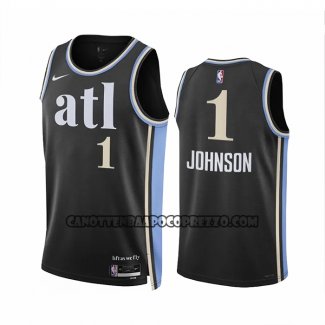 Canotte Atlanta Hawks Jalen Johnson NO 1 Citta 2023-24 Nero