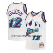 Canotte Bambino Utah Jazz John Stockton NO 12 Hardwood Classics Throwback 1996-97 Bianco