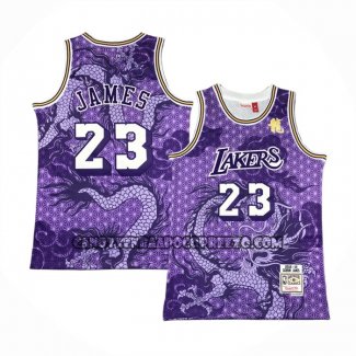 Canotte Los Angeles Lakers LeBron James NO 23 Asian Heritage Throwback 2018-19 Viola