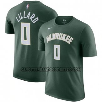 Canotte Manica Corta Milwaukee Bucks Damian Lillard Icon Verde