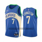 Canotte Milwaukee Bucks Chris Livingston NO 7 Citta 2023-24 Blu