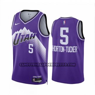 Canotte Utah Jazz Talen Horton-tucker NO 5 Citta 2023-24 Viola