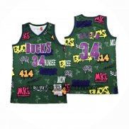 Canotte Milwaukee Bucks Allen Iverson NO 34 Mitchell & Ness 2000-01 Verde