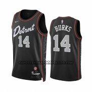 Canotte Detroit Pistons Alec Burks NO 14 Citta 2023-24 Nero