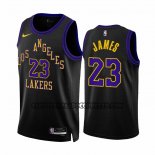 Canotte Los Angeles Lakers LeBron James NO 23 Citta 2023-24 Nero