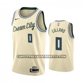 Canotte Milwaukee Bucks Damian Lillard NO 0 Citta 2019-20 Crema