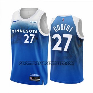 Canotte Minnesota Timberwolves Rudy Gobert NO 27 Citta 2023-24 Blu