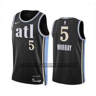 Canotte Atlanta Hawks Dejounte Murray NO 5 Citta 2023-24 Nero