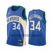 Canotte Milwaukee Bucks Giannis Antetokounmpo NO 34 Citta 2023-24 Blu