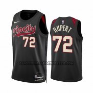 Canotte Portland Trail Blazers Rayan Rupert NO 72 Citta 2023-24 Nero