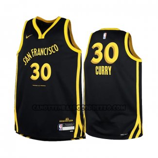 Canotte Bambino Golden State Warriors Stephen Curry NO 30 Citta 2023-24 Nero