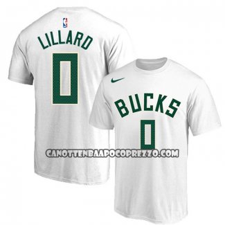 Canotte Manica Corta Milwaukee Bucks Damian Lillard Bianco