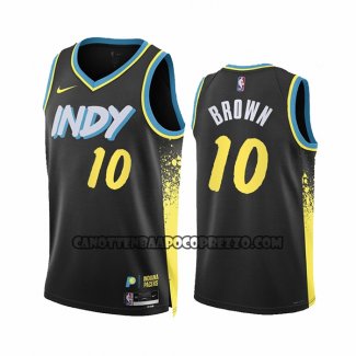 Canotte Indiana Pacers Kendall Brown NO 10 Citta 2023-24 Nero