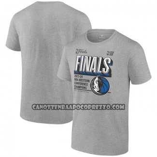 Canotte Manica Corta Dallas Mavericks 2024 Western Conference Champions Grigio