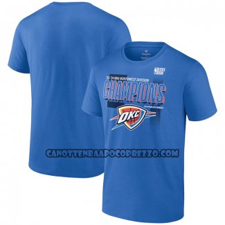 Canotte Manica Corta Oklahoma City Thunder 2024 Northwest Division Champions Blu