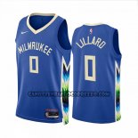 Canotte Milwaukee Bucks Damian Lillard NO 0 Citta 2022-23 Blu