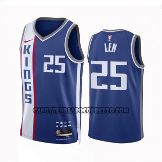 Canotte Sacramento Kings Alex Len NO 25 Citta 2023-24 Blu